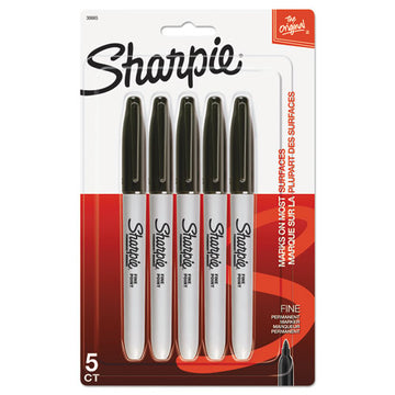 Sharpie® Fine Tip Permanent Marker, Fine Bullet Tip, Black, 5-pack freeshipping - TVN Wholesale
